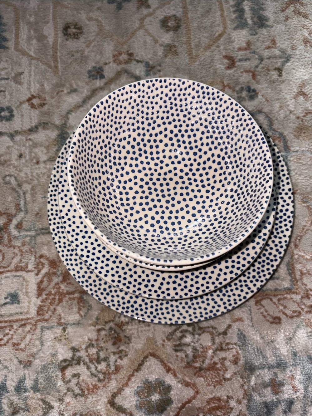 Speckled Blue on White Ceramic Dinnerware Set